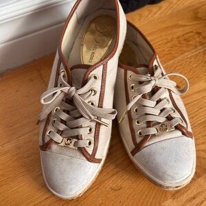 Michael Kors Cream and Brown Casual Sneakers